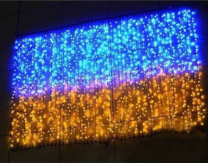 Гирлянда штора флаг Украины 3х2 метра USB с пультом, есть опт