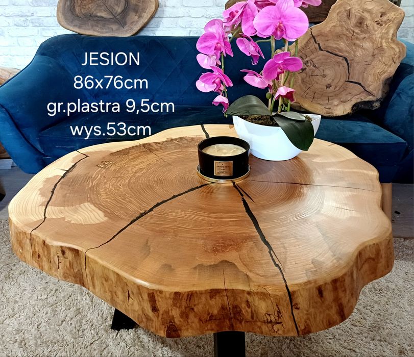 Stolik kawowy 86x76cm plaster drewna loft