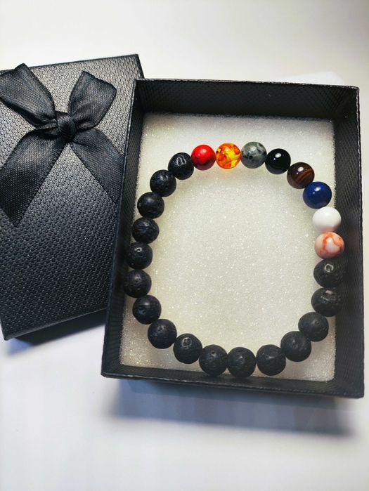 Pulseira de pedra vulcânica natural chakra meditação equilíbrio energia cura - Aromaterapia