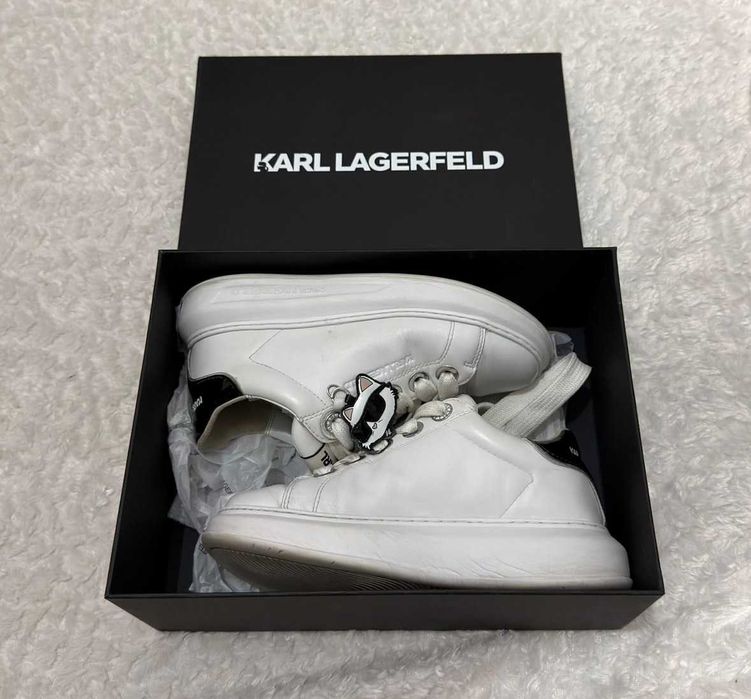 Białe Buty Damskie Sneakersy Karl Lagerfeld Kapri Twin Pendant r.36