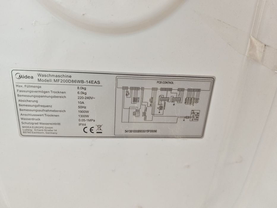 Pralko-suszarka midea MF200D86WB-14EAS