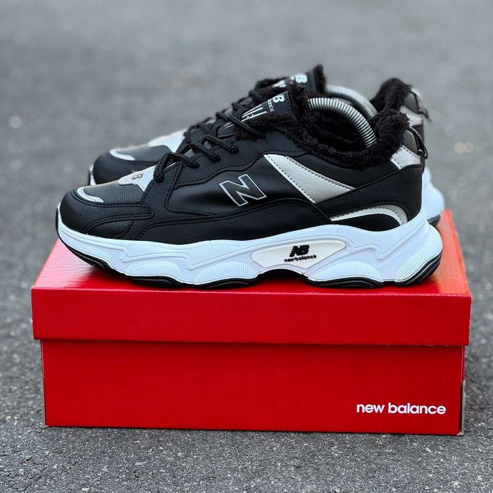 Чоловічі зимні кросівкі New Balance, теплі, стильні, замшеві, з хутром