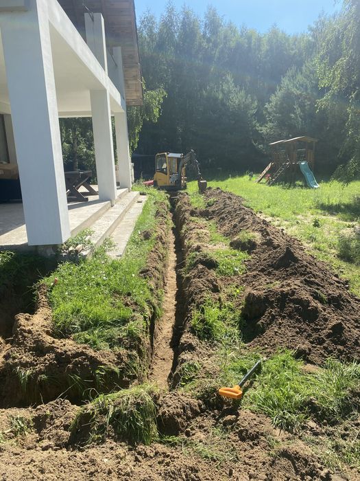 Usługi koparką, minikoparką, koparko-ładowarką, transport wyburzenia