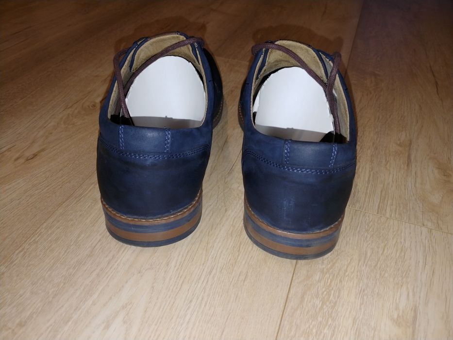 Buty skórzane męskie Venezia Jum Blue rozmiar 42 nubuk granatowe IDEAL