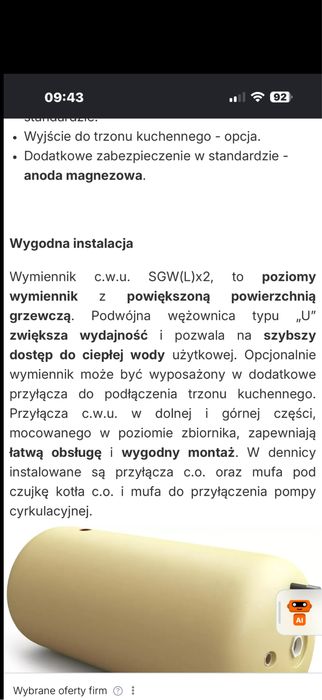 Poziomy wymiennik Gemet c.w.u z + grzałka