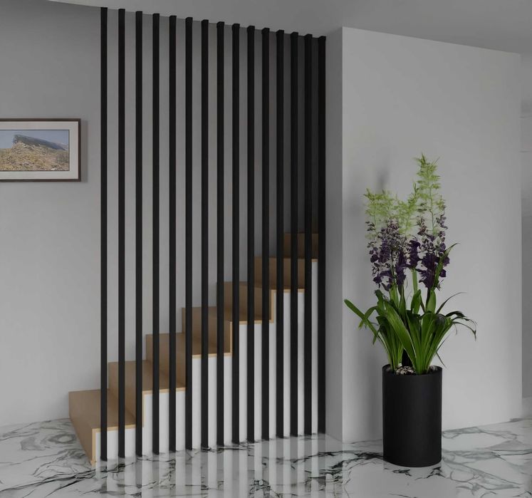 Balustrada Lamelowa Harfa Kwadratowa/Okrągła do Samodzielnego Montażu