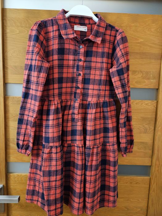 Sukienka rozmiar 146 w kratę święta zima uroczystości