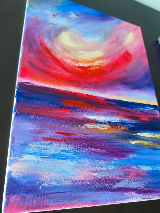 Abstrakcja Morze i Niebo Komplet 2 Obrazów Zachód Słońca 35x50