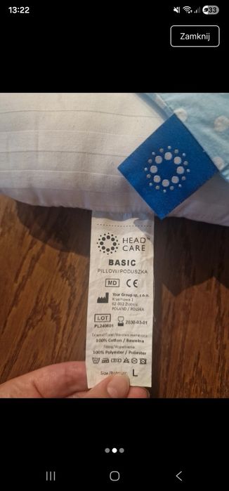 Nowa Poduszka headcare r L z oryginalną poszewkę