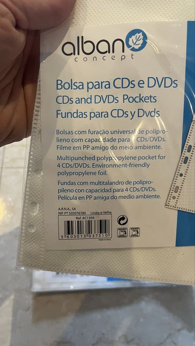 Bolsas para CDs/DVDs Alban Concept – Pack 10 folhas (novas)
