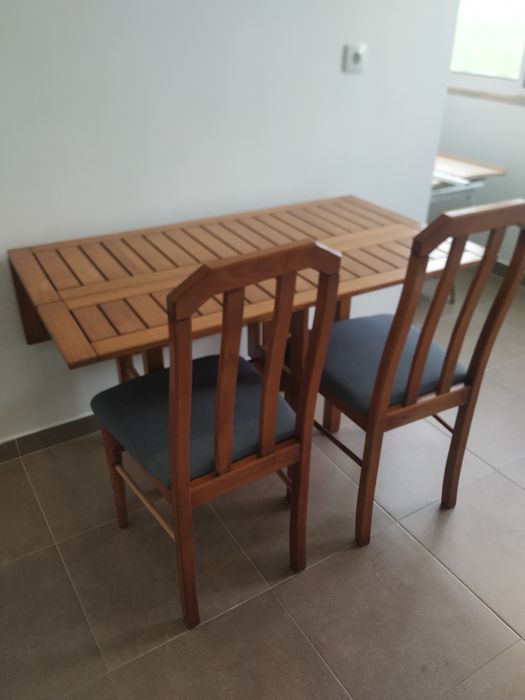 Mesa refeição madeira maciça ripada, três posições PREÇO NOVO