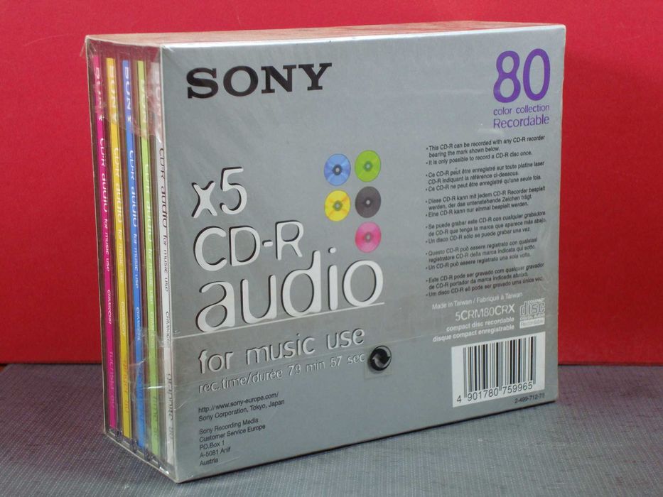 SONY CD-R Áudio, Recordable, 79 Min. / Artigo Novo / Selado / Box x 5