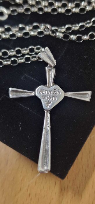 Colar prata 75cm com cruz