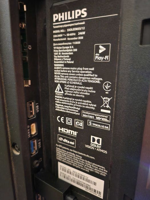 TV Philips 55oled855/12 4k 120hz hdr ambilight 3