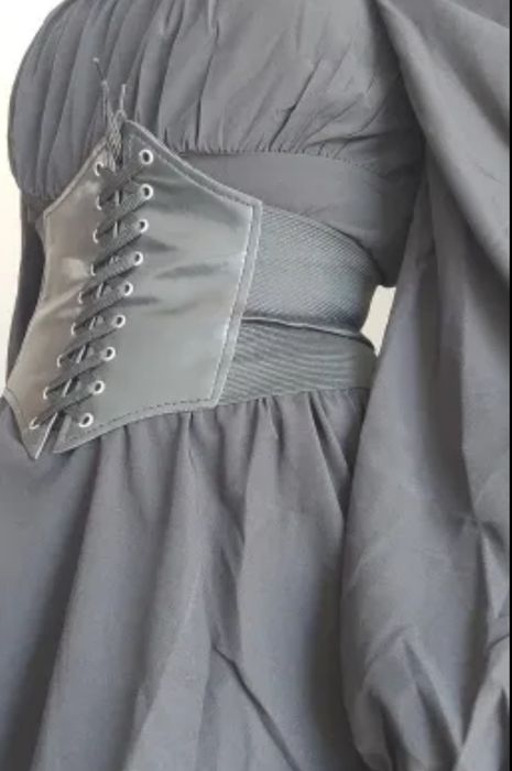 Czarny gorset wyszczuplający ozdobny Gothic punk lolita