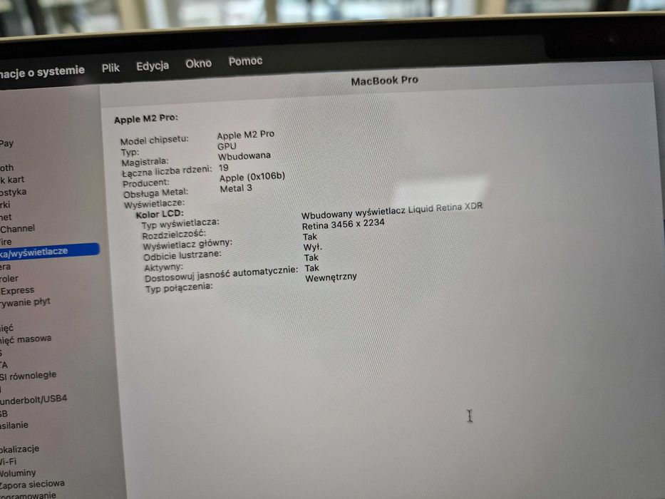 Macbook PRO 16 2023/ M2 PRO/ 16GB DDR5/ 512GB/ 15 cykli! Grade A