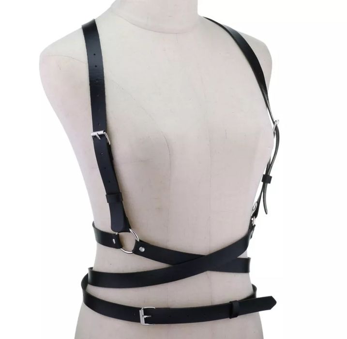 Портупея гартер эко кожа бодичейн ремни с застежками пояс на тело клас