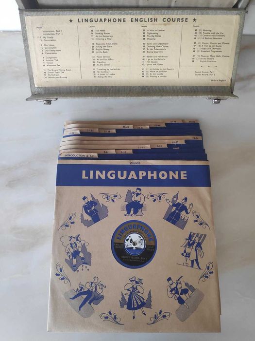 LINGUAPHONE - Curso de Inglês/português em discos de Vinil