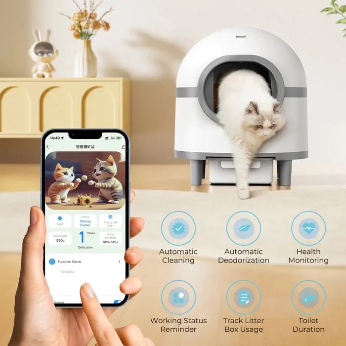 Kuweta samoczyszcząca dla kota inteligentna smart wifi aplikacja 60l