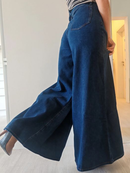 NOWE S 36 2w1 Spódnico Spodnie Baggy Jeansy szerokie Dzwony Szwedy