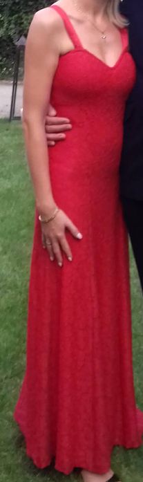 Sukienka czerwona długa na wesele r.36