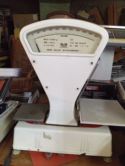 Waga sklepowa odważnikowa PRL sprawna max 5 kg Węgierska Unikat