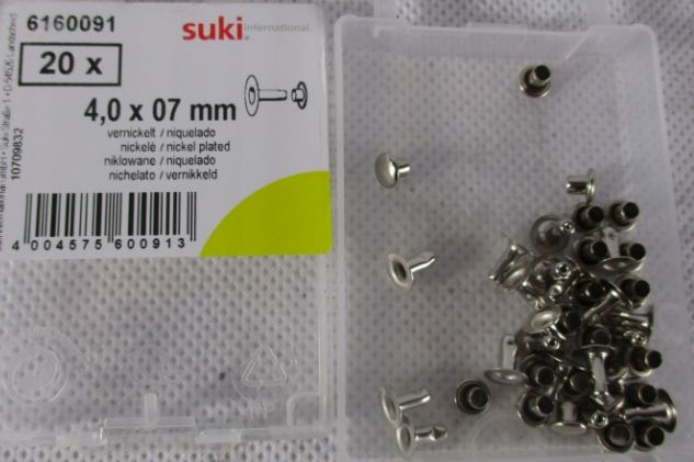 Napy zatrzaski zapięcie niklowane 4x0,7mm 20szt