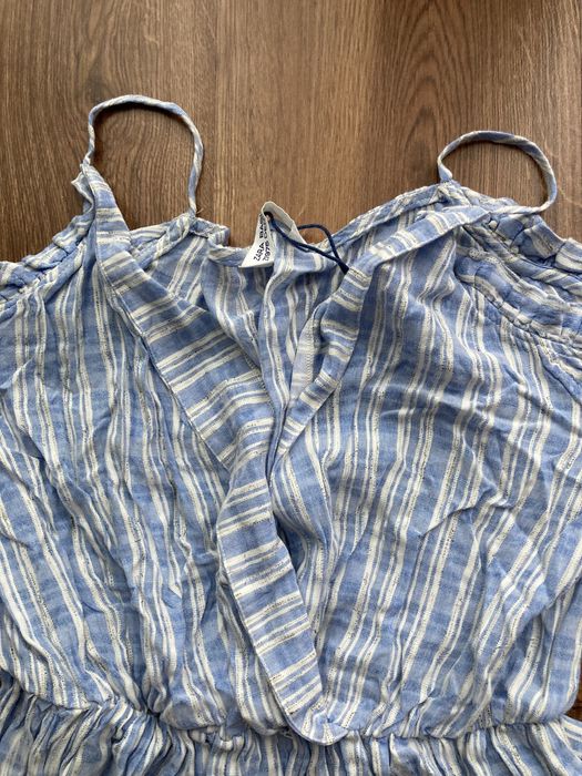 Zara Basic piękny kombinezon S niebiesko biały damski