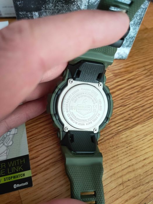 roczny Casio g-shock gbd800 zielony, Step Tracker, Bluetooth, komplet