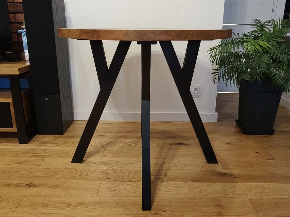 Stół dębowy, stolik, lite drewno. noga Y.  80-120 cm