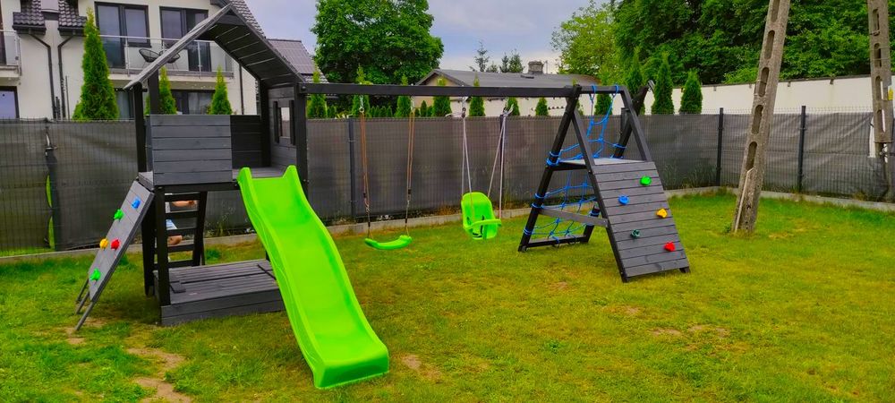 Drewniany Plac Zabaw - PROMOCJA - Gapcio - Domek - Huśtawka