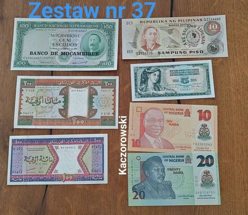 Banknoty zestaw nr 37 mix 7 sztuk