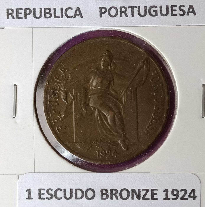 Moeda de 1 escudo BRONZE da 1ª Republica portuguesa
