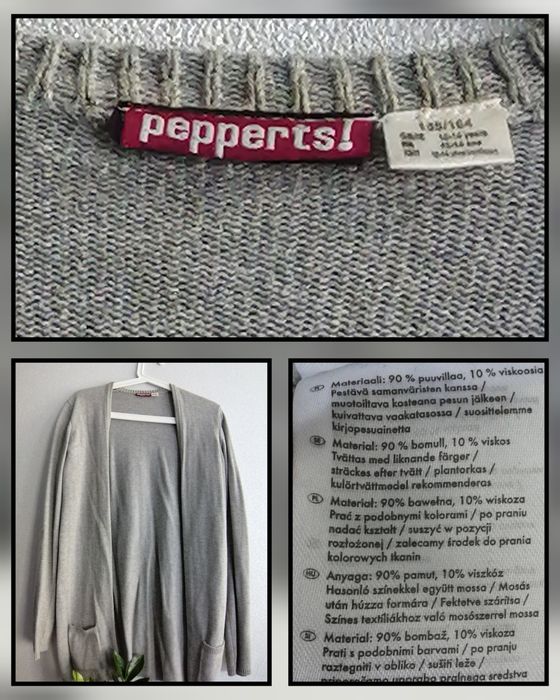 Pepperts! Szary sweterek/kardigan, rozm s/m