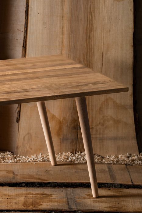 Drewniana Ława do Salonu Stolik Stół Drewniane Nogi Lite Drewno Jesion