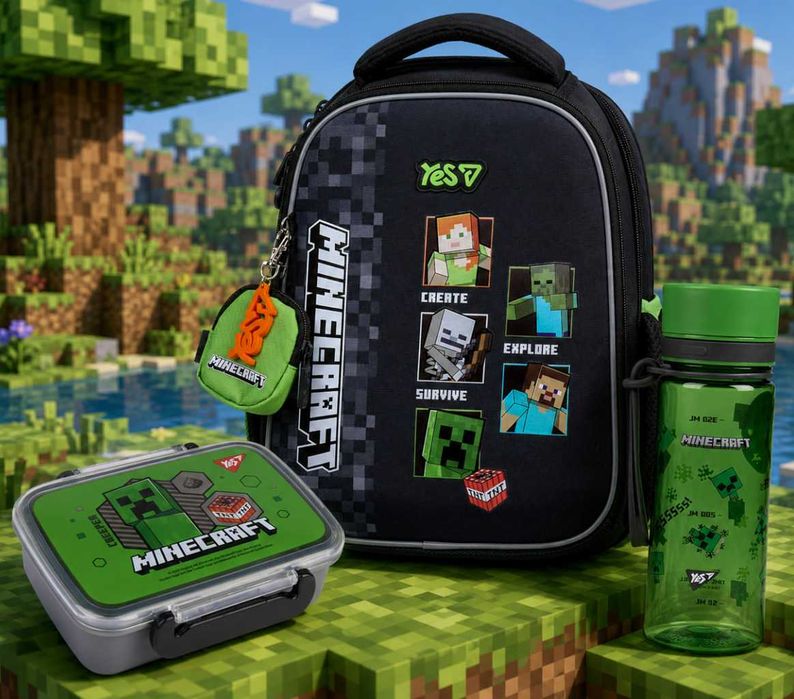 Набір YES: рюкзак + ланчбокс+пляшка Minecraft Reality.