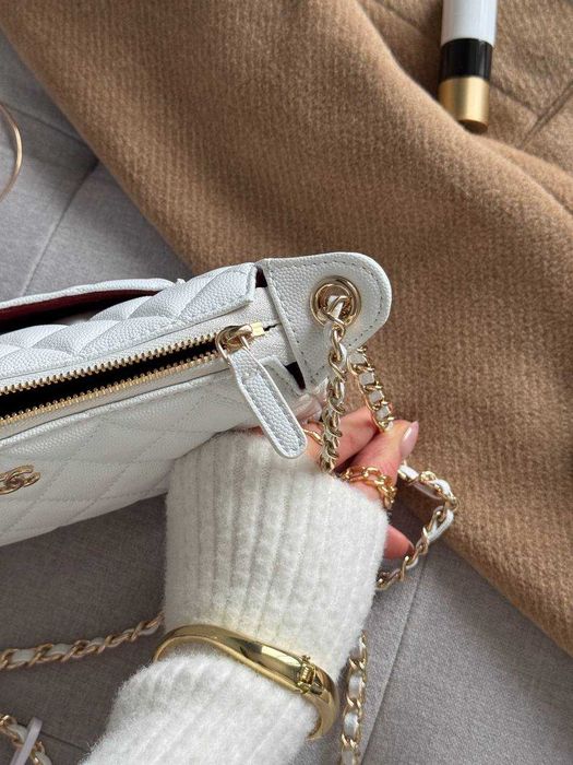 Chanel Mini Boston Chain Shoulder Bag White Gold/мінісумка Шанель