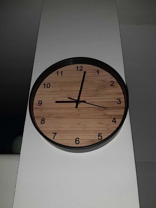 Nowoczesny Cichy Zegar Ścienny Drewno 25 Cm Minimalistyczny