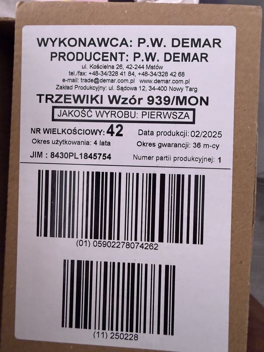 Trzewiki wojskowe demar 42 brązowe