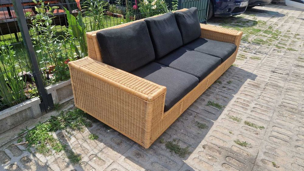 Sofa rattanowa 3os funkcja spania z rattanu ogrodowa naturalna RATTAN
