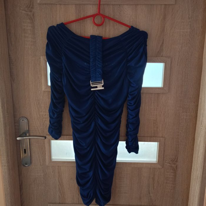 Chabrowa marszczona sukienka