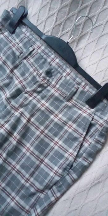 ZARA MAN spodnie chinosy w kratkę szaro-bordowa M-L