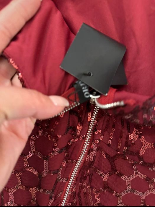 Długa sukienka balowa wieczorowa miss ord burgundowa XL