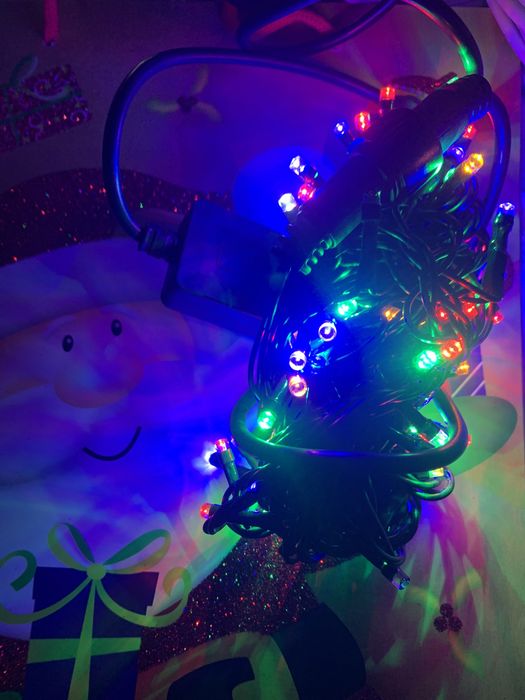 100 LED zewnętrzne + Flash Lampki Choinkowe multikolor