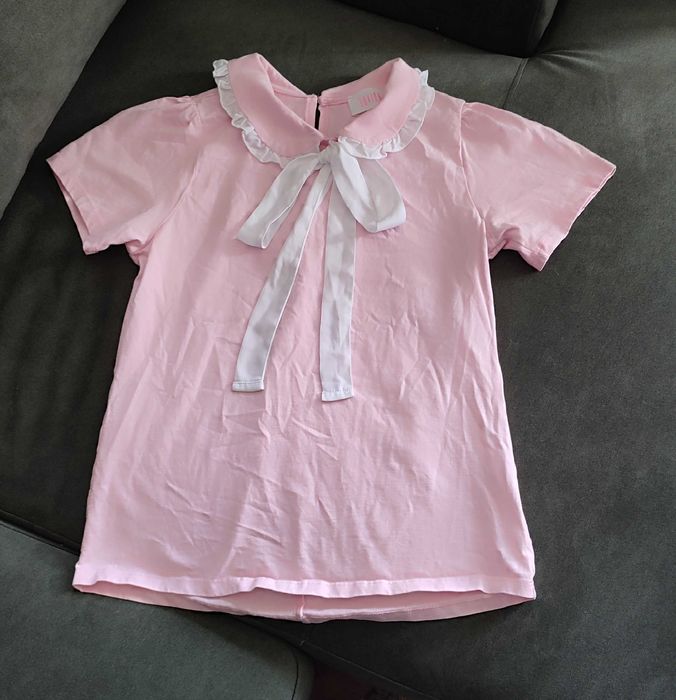 Bluzka z kołnierzykiem różowa damska lub dziewczęca