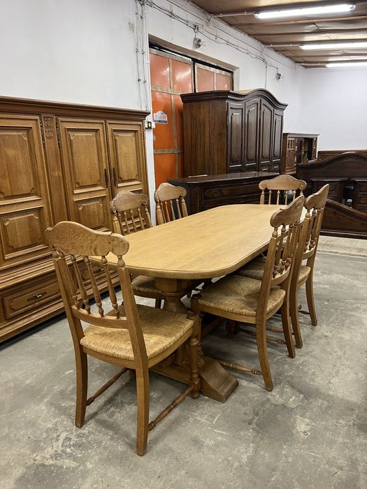 Dębowy stół z 6 krzesłami/lite drewno/Raty