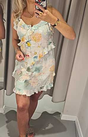H&M pastelowa letnia krótka sukienka