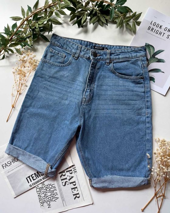 Jeansowe damskie bermudy 40 L high waist