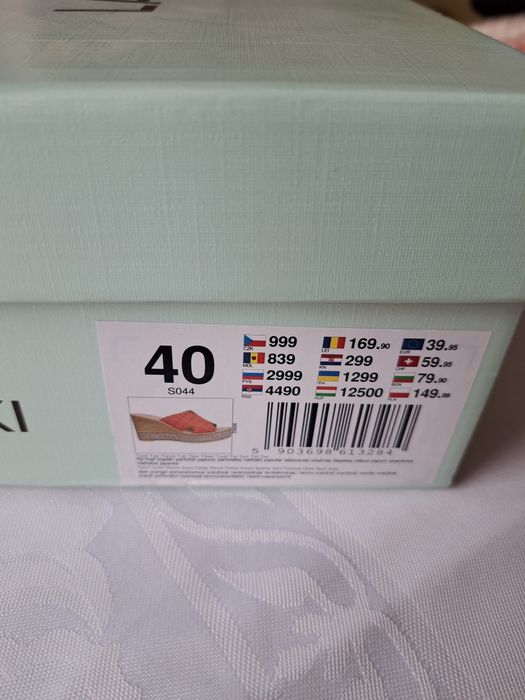 Lasocki sandały klapki na koturnie skórzane pomarańczowe 40