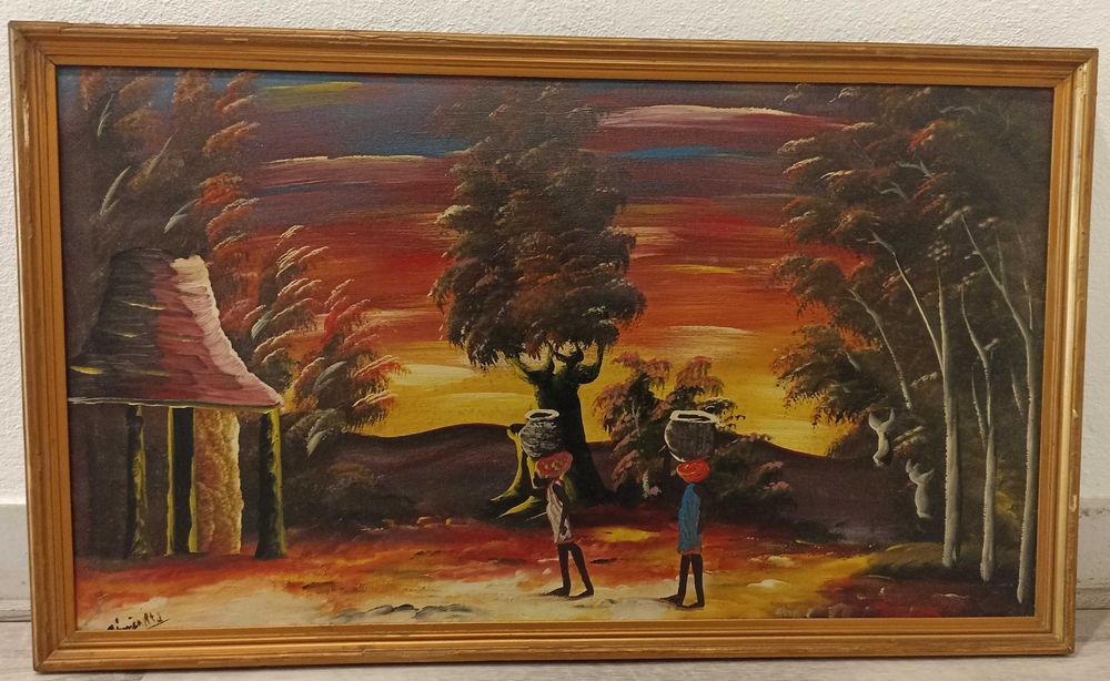 Quadro - pintura - motivo África 88x50 cm